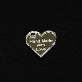 Plexi Hjrtformad Tag "Hand Made" 